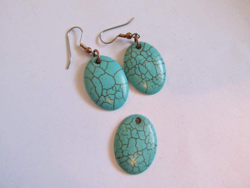 (image for) 20x27mm Turquoise oval cabochon with hole (2pc) #CAB-37